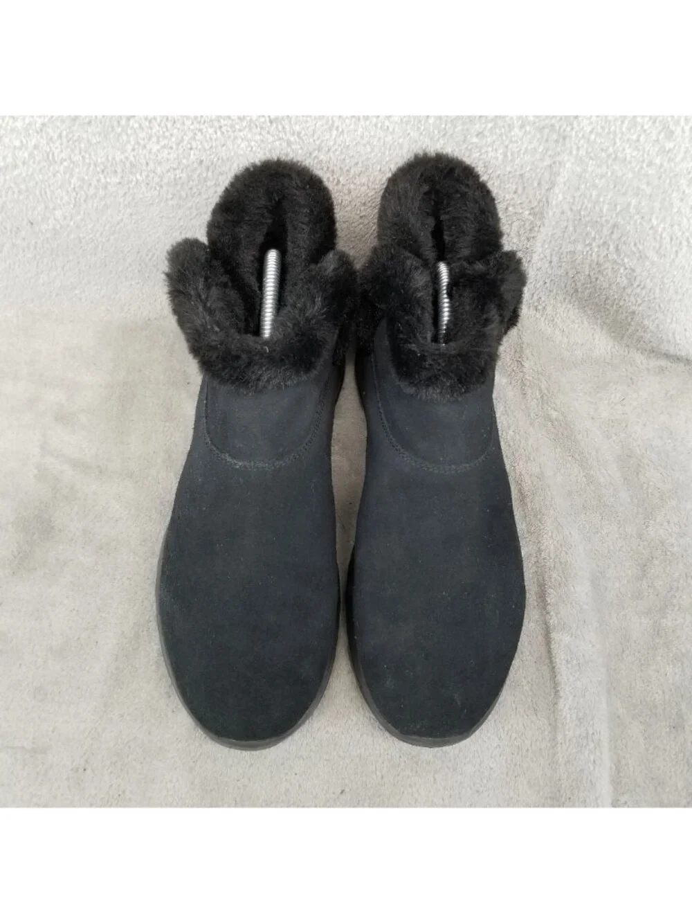 Skechers Shoes Womens Size 9 On The Go Black Suede Faux Fur Lined Boots *Read*